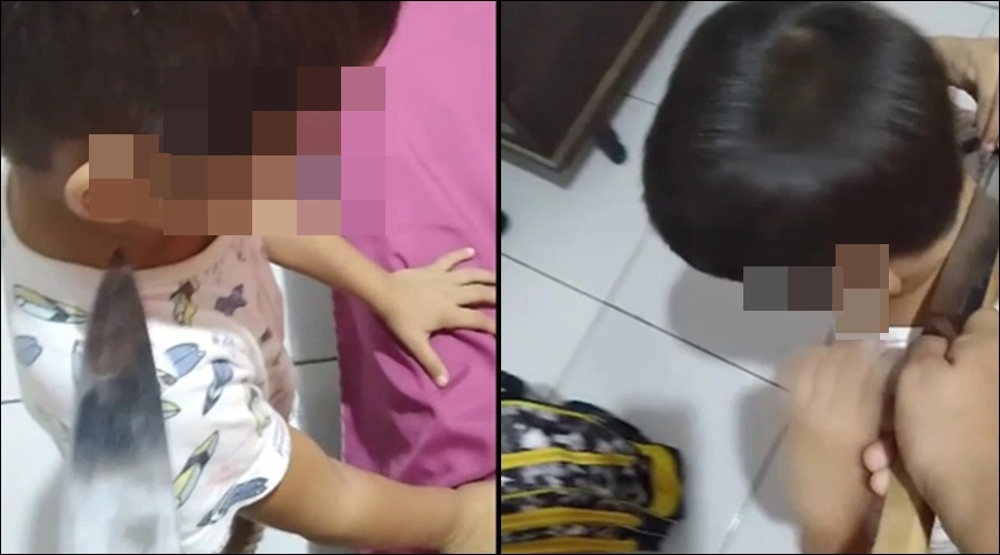 Criança sendo ameaçada pela mãe