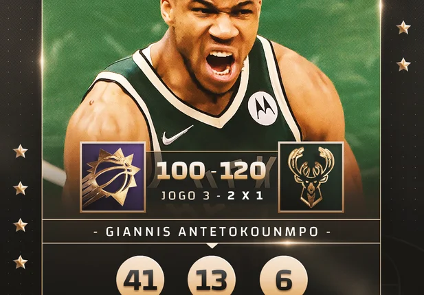 Giannis Antetokounmpo marcou 41 pontos no Jogo 3 das Finais da NBA