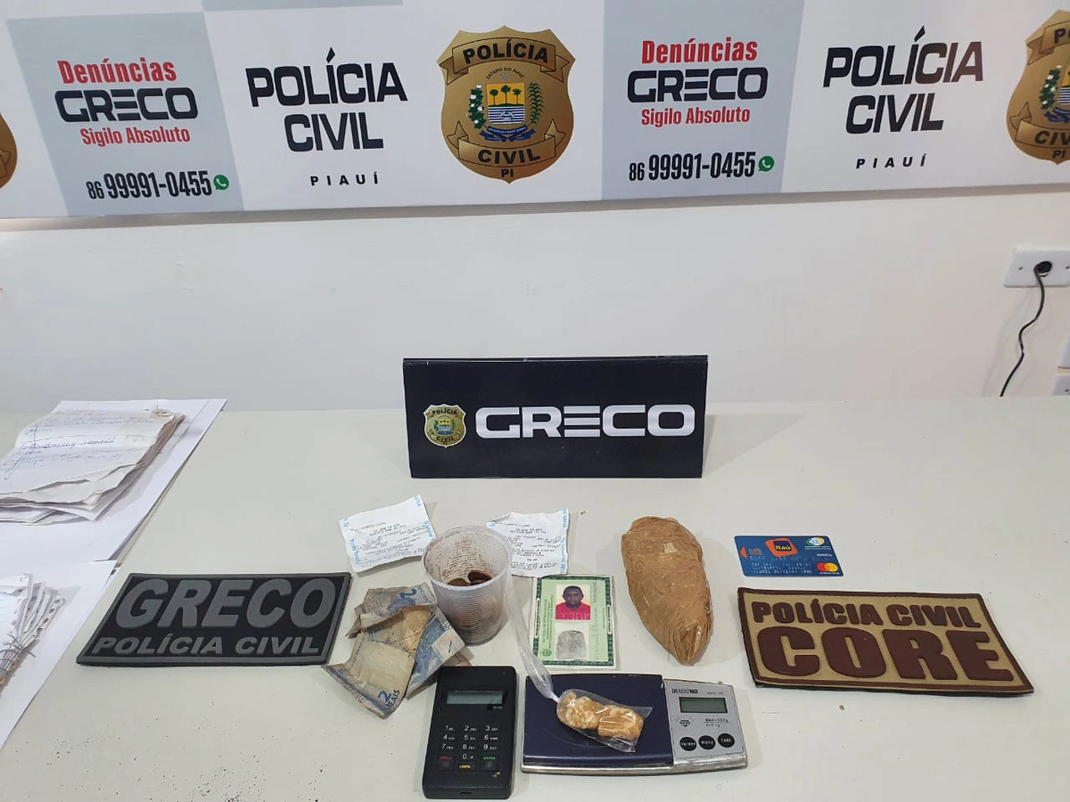 Material apreendido com os presos