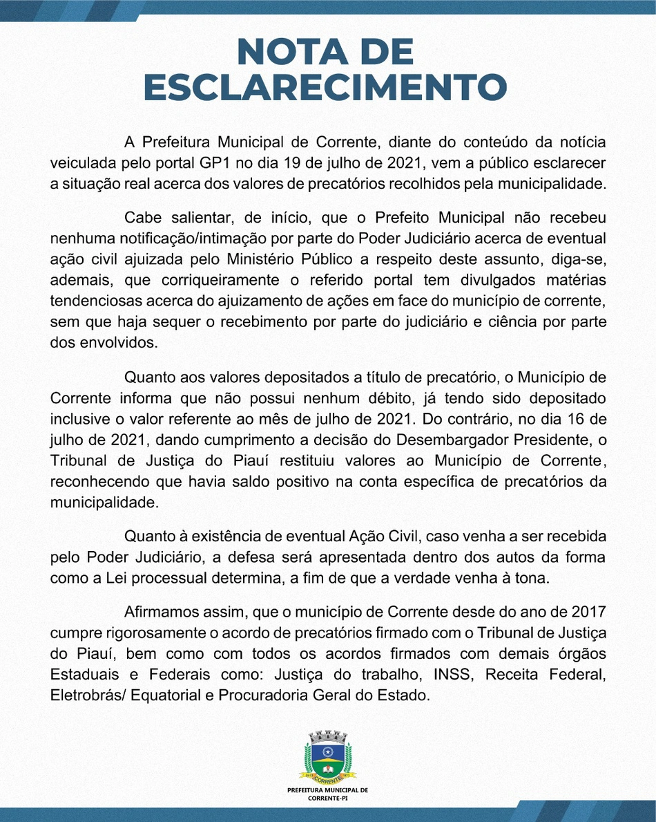 Nota de esclarecimento