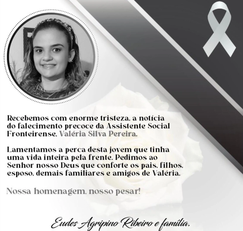 Prefeitura lamentando a morte da jovem