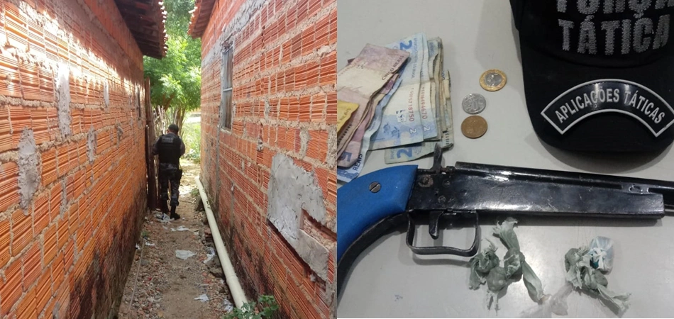 Residência e materiais apreendidos