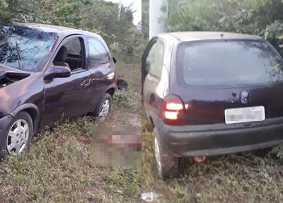 Três pessoas ficam feridas após carro colidir em poste em Parnaíba