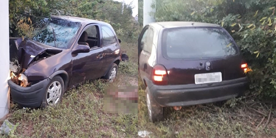 Três pessoas ficam feridas após carro colidir em poste em Parnaíba