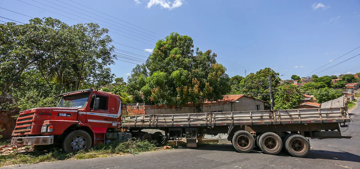 Caminhão perde o controle e tomba