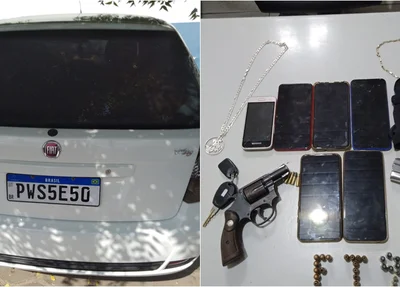 Carro, armas e celulares apreendidos pela PM