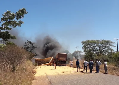 Motorista morre carbonizado após carreta explodir na PI 247