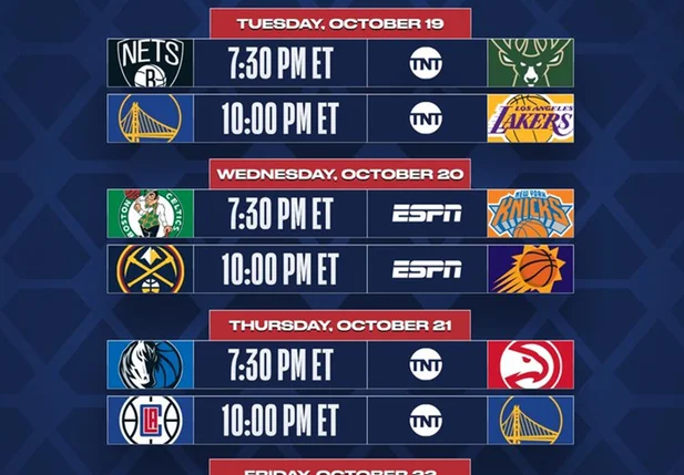 NBA divulga jogos de abertura da temporada 2021-22