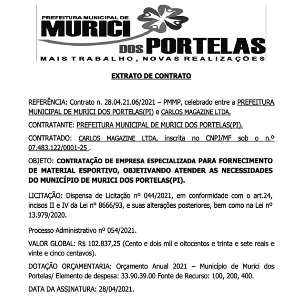 Prefeita Ana Lina compra R$ 100 mil em material esportivo sem licitação