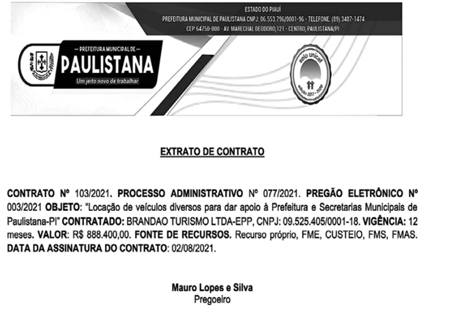 Prefeito de Paulistana vai alugar veículos por R$ 888 mil no Pernambuco