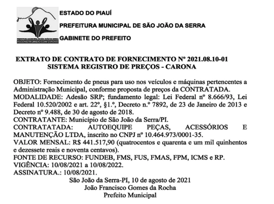 Prefeito Joãozinho Manu vai gastar R$ 5,2 milhões com pneus