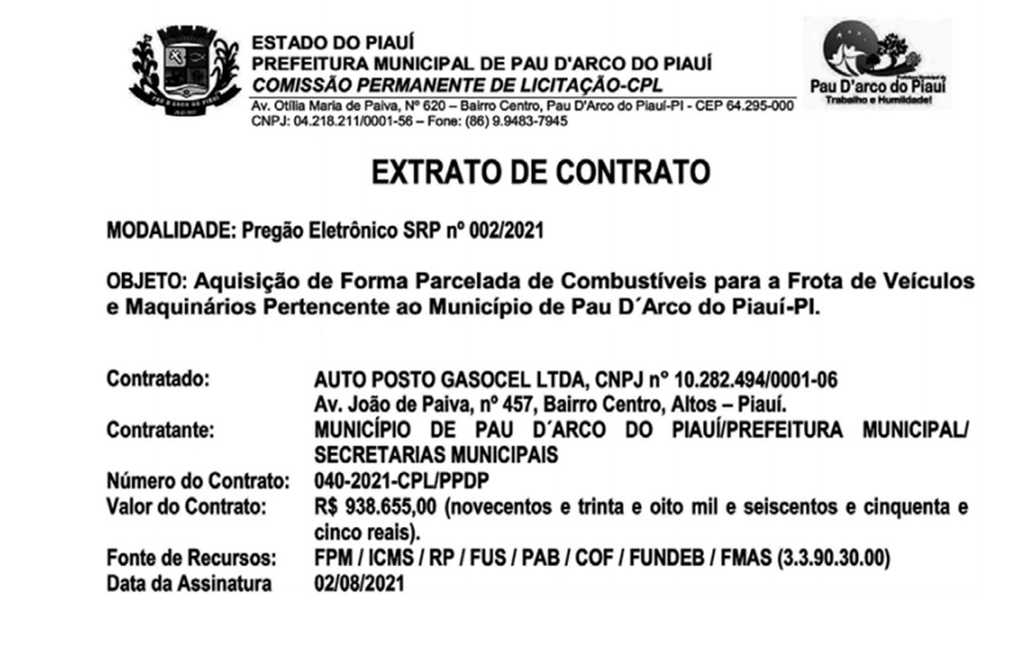 Prefeito Nilton Bacelar vai gastar R$ 938 mil com combust?veis