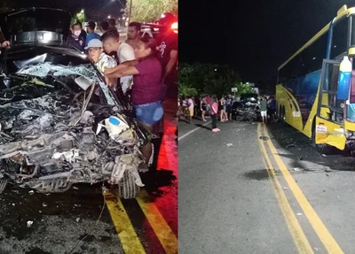 Acidente entre carro e ônibus em Campo Maior