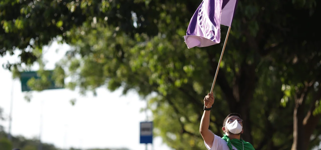 Manifestante pede saída de Bolsonaro da presidência