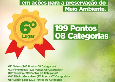 Município de Beneditinos recebe Selo Ambiental categoria A