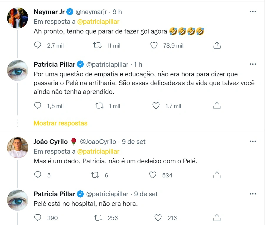 Neymar e Patrícia Pillar trocam farpas