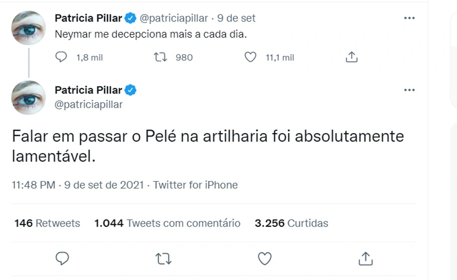 Patrícia Pillar critica Neymar