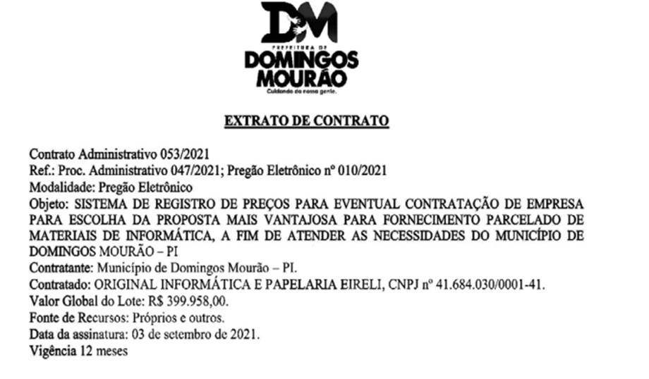 Prefeita de Domingos Mourão contrata empresa criada há apenas 5 meses