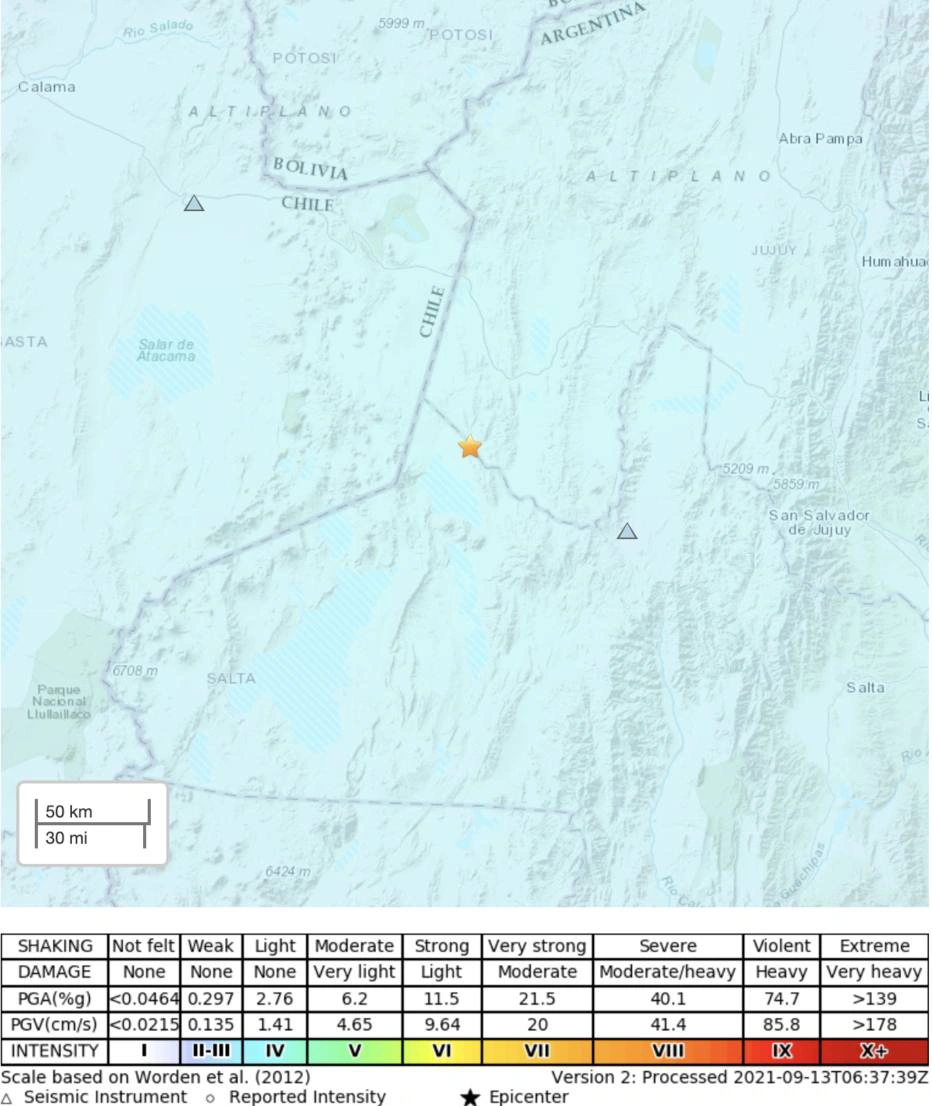 Terremoto no Norte da Argentina