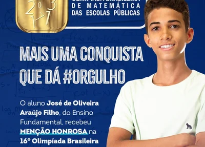 Aluno de Barra D’Alcântara recebe menção honrosa na OBMEP