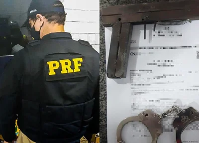 Arma apreendida e mandado de prisão cumprido pela PRF-PI