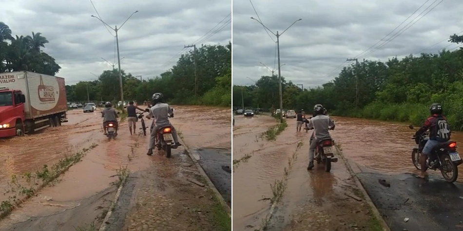 Forte chuva causa transtornos a motoristas na Avenida Kennedy