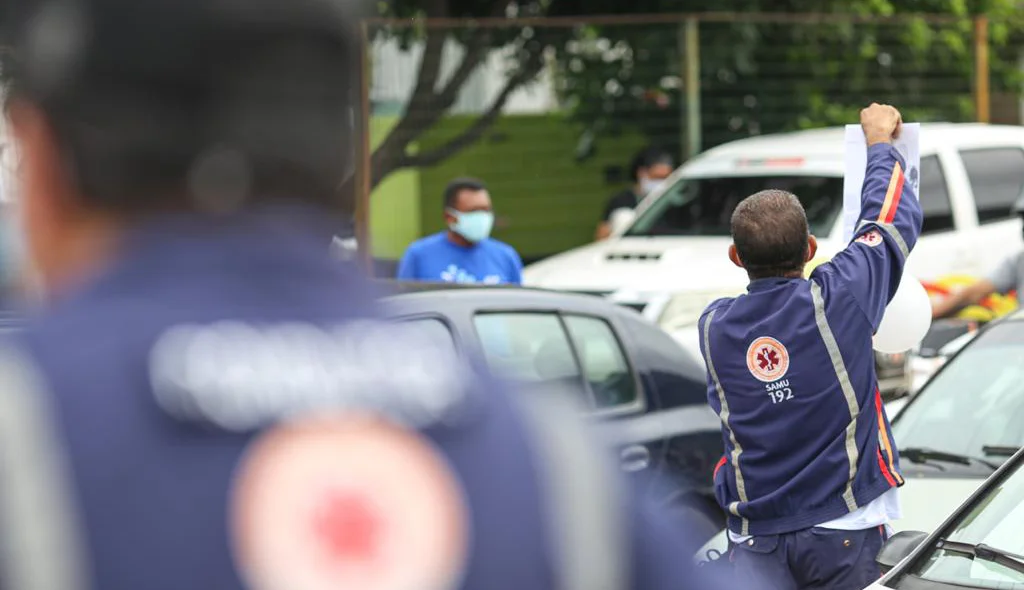 Motoristas do SAMU fizeram manifestação em Teresina