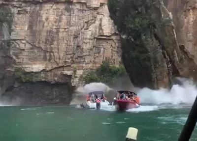 Pedra caiu sobre turistas em Capitólio-MG