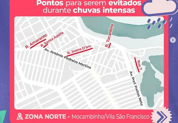 Saiba os pontos a serem evitados durante chuvas na zona norte de Teresina