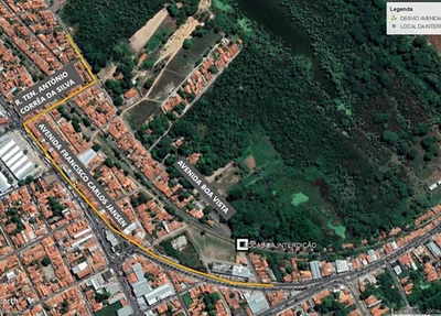 Trecho interditado pela Dmtrans para obras de saneamento básico em Timon