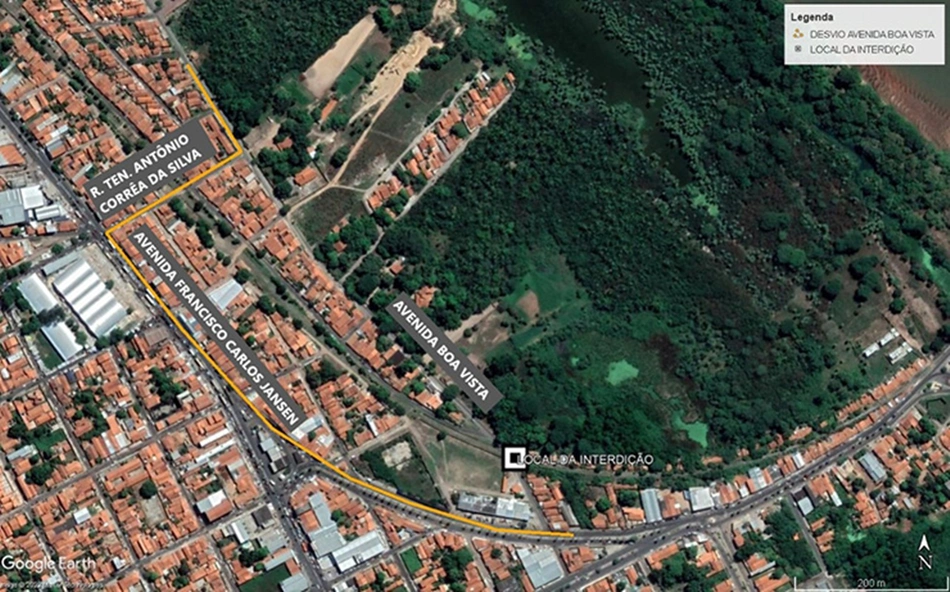 Trecho interditado pela Dmtrans para obras de saneamento básico em Timon