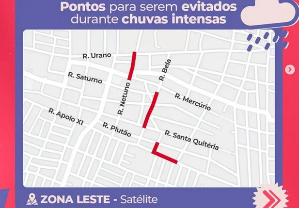 Veja os pontos a serem evitados durante chuvas na zona leste de Teresina