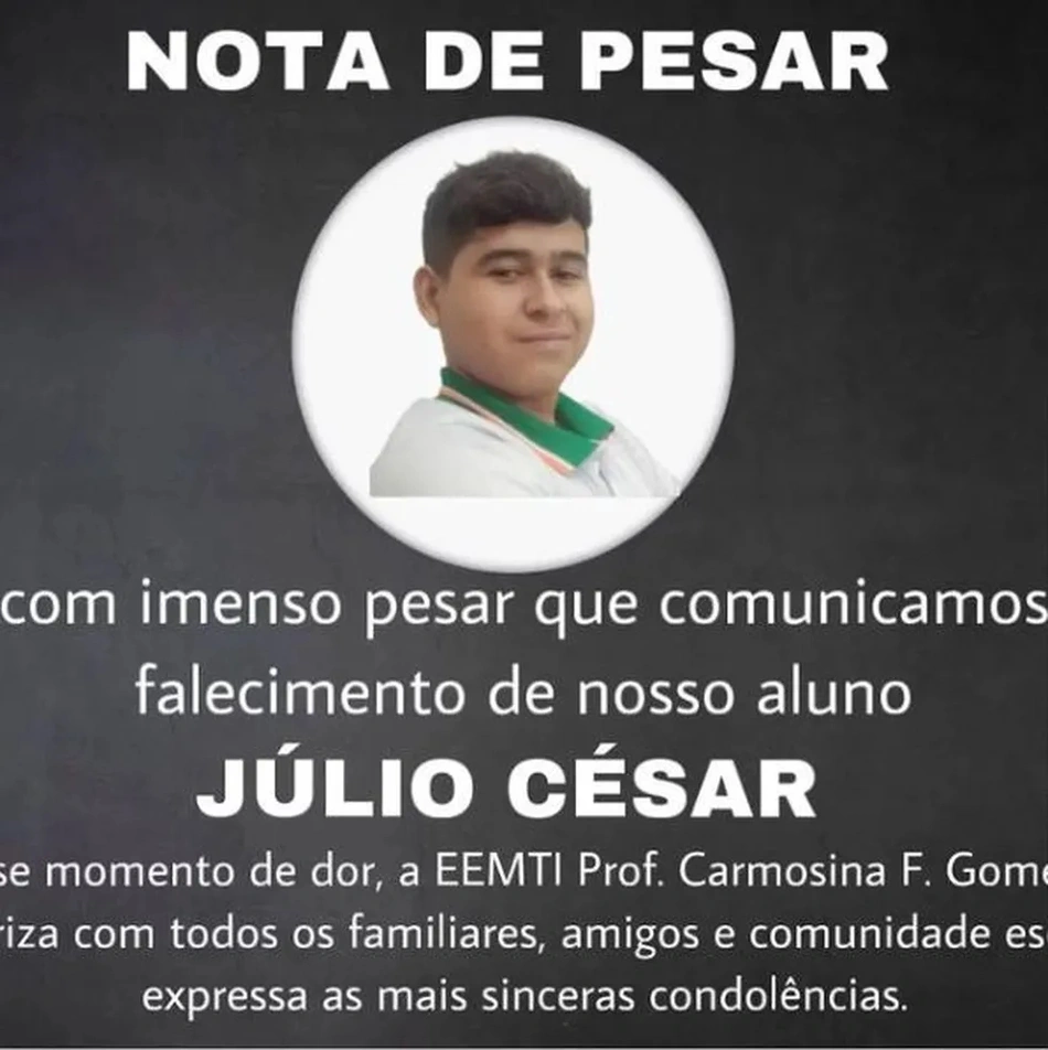 A escola emitiu nota confirmando a morte do adolescente