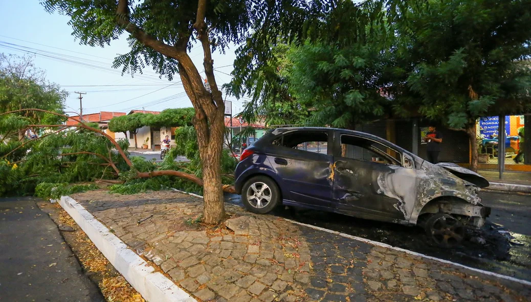 Carro subiu canteiro central da avenida