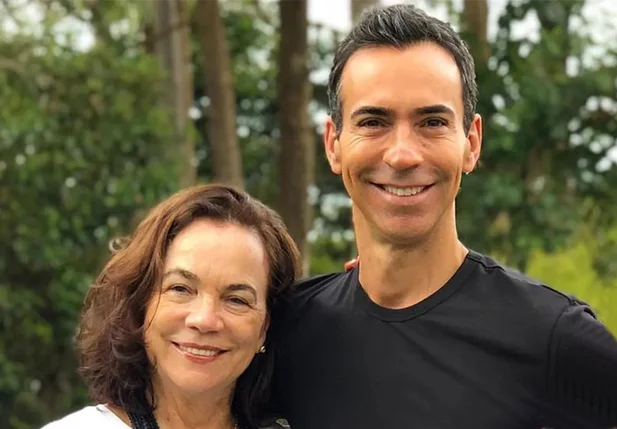 César Tralli e sua mãe, Edna