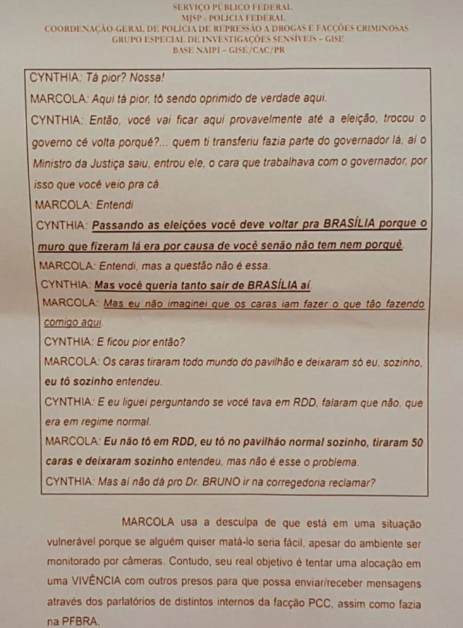Conversa entre Marcola e a esposa