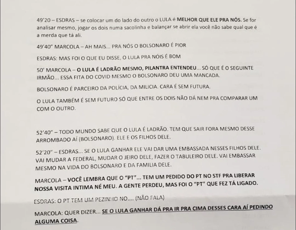 Conversa entre Marcola e Esdras
