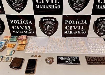Drogas e dinheiro apreendido pela Polícia Civil do Maranhão em Timon