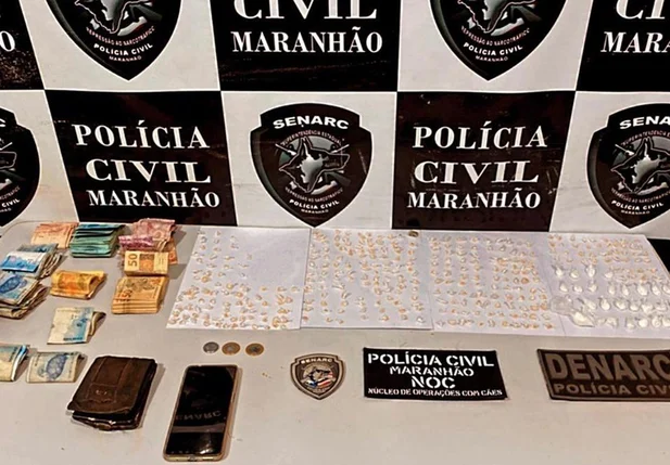 Drogas e dinheiro apreendido pela Polícia Civil do Maranhão em Timon