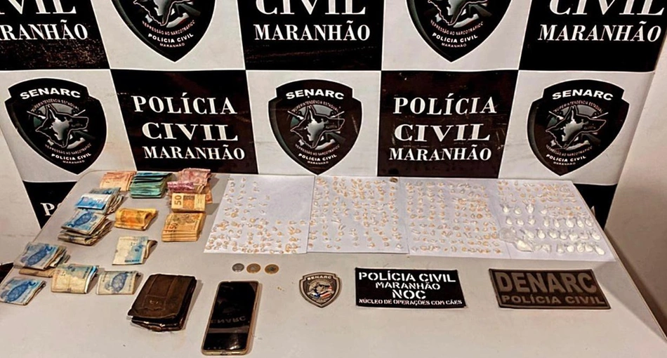 Drogas e dinheiro apreendido pela Polícia Civil do Maranhão em Timon