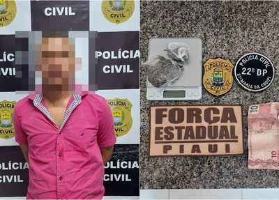 Homem foi preso com material apreendido pela Polícia Civil