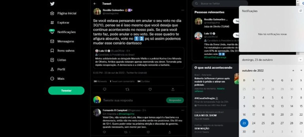 Juíza diz que ‘Bolsonaro apoia o crime’ e pede votos para Lula