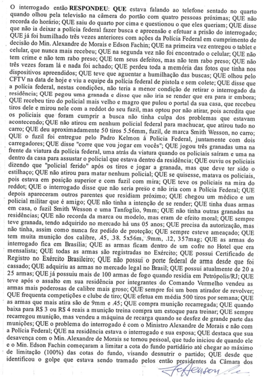 Leia a íntegra do depoimento