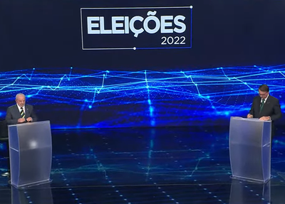Lula e Bolsonaro no debate na Band
