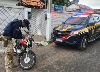Moto apreendida pela PRF em Barão de Grajaú