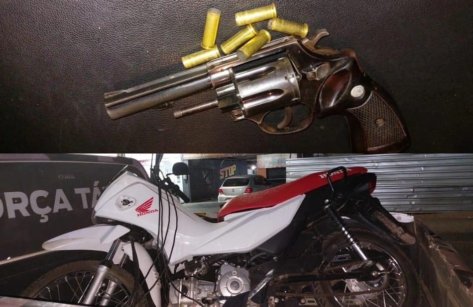 Motocicleta e arma apreendidas em Luís Correia