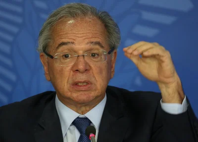 Paulo Guedes durante coletiva de imprensa no Palácio do Planalto em Brasília (DF)