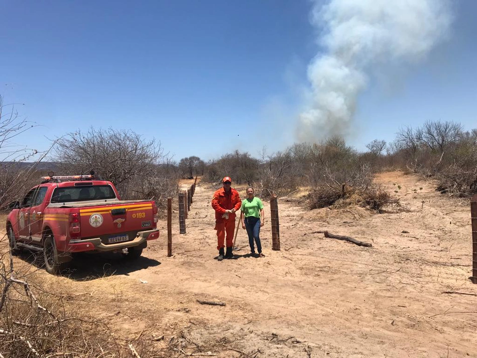 Secretária de Meio Ambiente de Dirceu Arcoverde foi ao local do incêndio