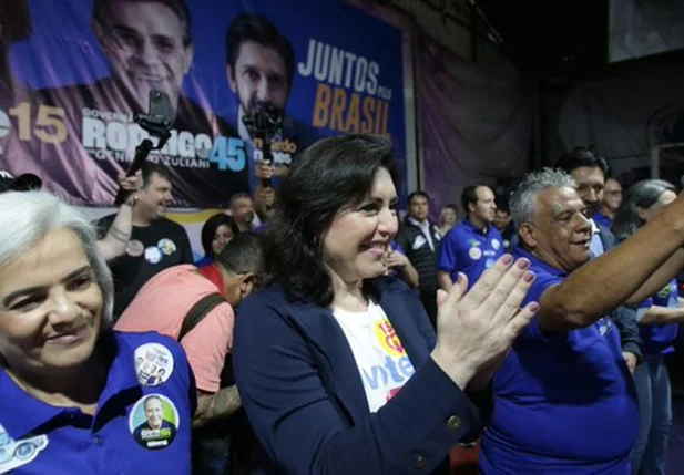 Simone Tebet, no ato de encerramento de sua campanha à Presidência em São Paulo