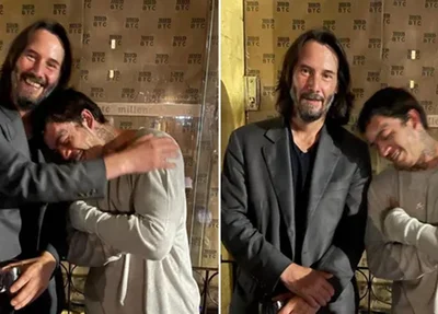Whindersson Nunes e Keanu Reeves, astro do filme Matrix